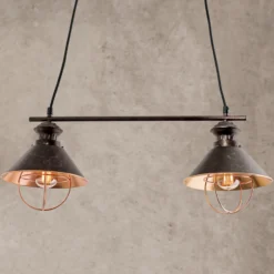 Lámpara colgante Shanta 2 bombillas, cobre negro