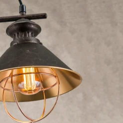 Lámpara colgante Shanta 2 bombillas, cobre negro