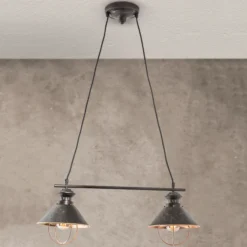 Lámpara colgante Shanta 2 bombillas, cobre negro