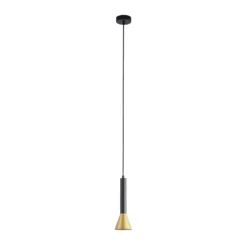 Lámpara colgante Signal, Ø 9 cm, negro/dorado, metal