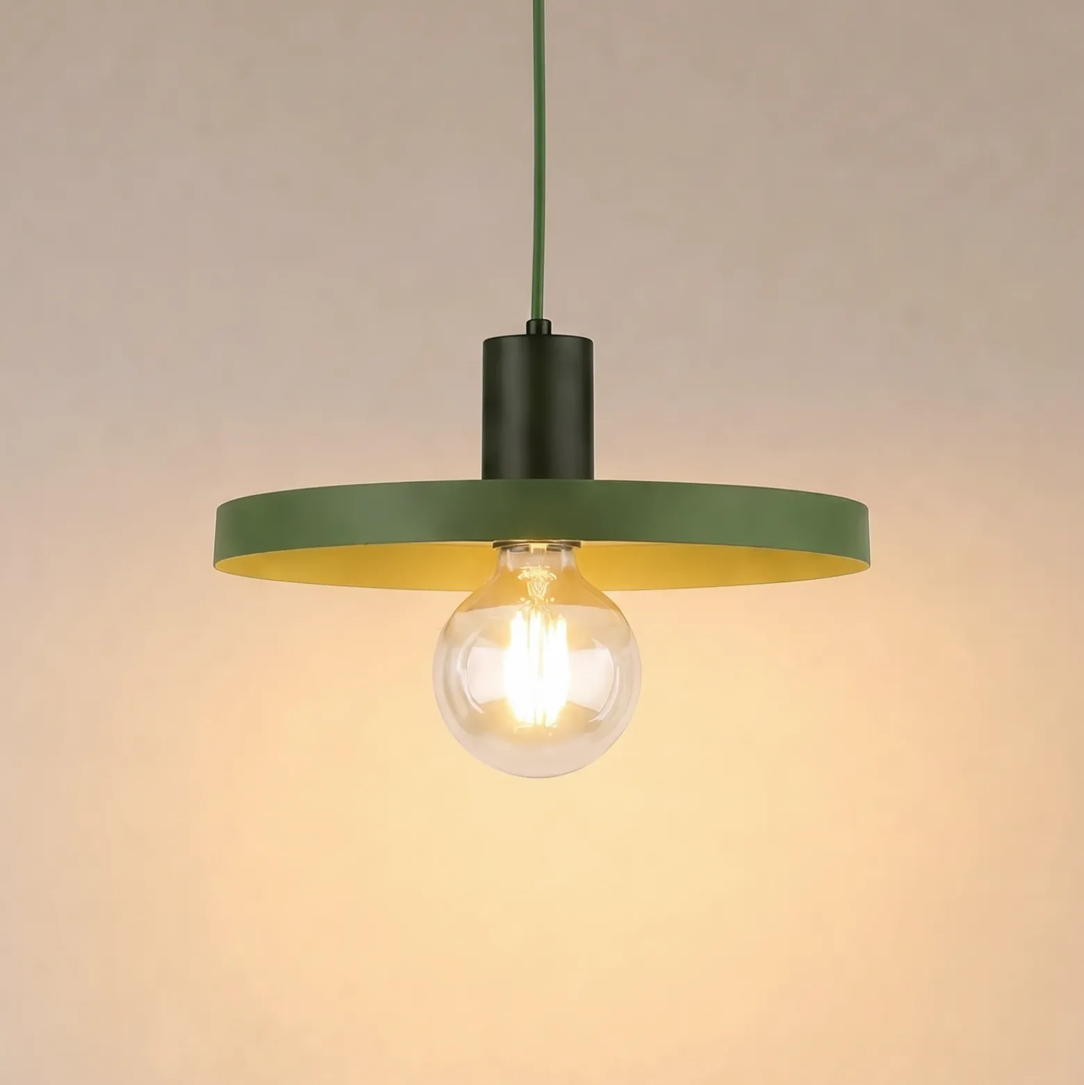 Lámpara colgante Sila, verde, metal, Ø 30 cm, E27