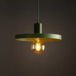 Lámpara colgante Sila, verde, metal, Ø 30 cm, E27