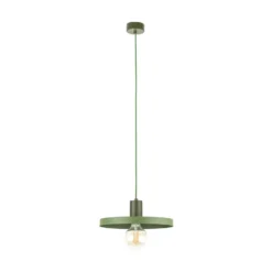 Lámpara colgante Sila, verde, metal, Ø 30 cm, E27