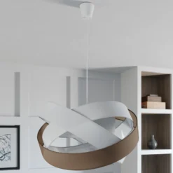 Lámpara colgante Simaria de Lindby, marrón/gris/blanco, Ø 60 cm, E27