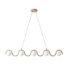 Lámpara colgante SINUS, color beige, longitud 110 cm, 5 luces, metal/cristal