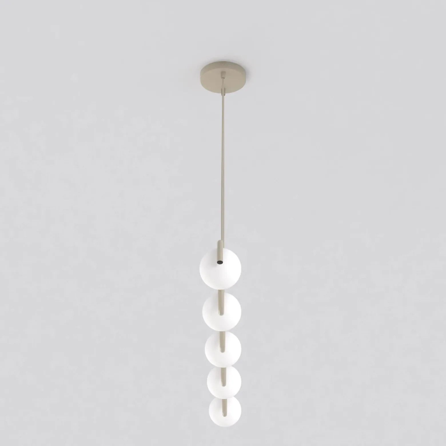 Lámpara colgante SINUS, color beige, longitud 110 cm, 5 luces, metal/cristal