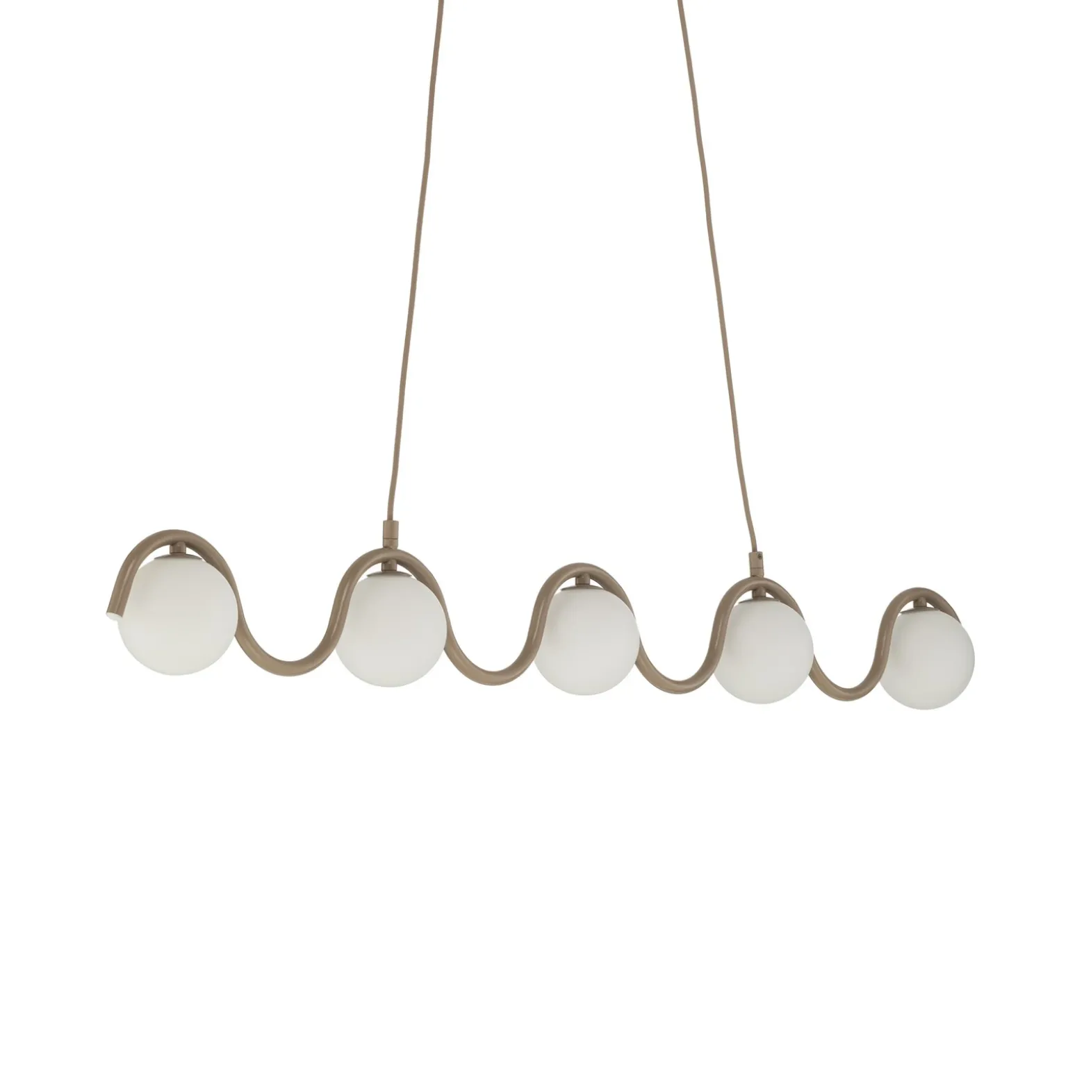 Lámpara colgante SINUS, color beige, longitud 110 cm, 5 luces, metal/cristal