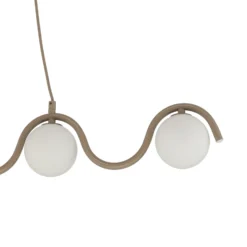 Lámpara colgante SINUS, color beige, longitud 110 cm, 5 luces, metal/cristal