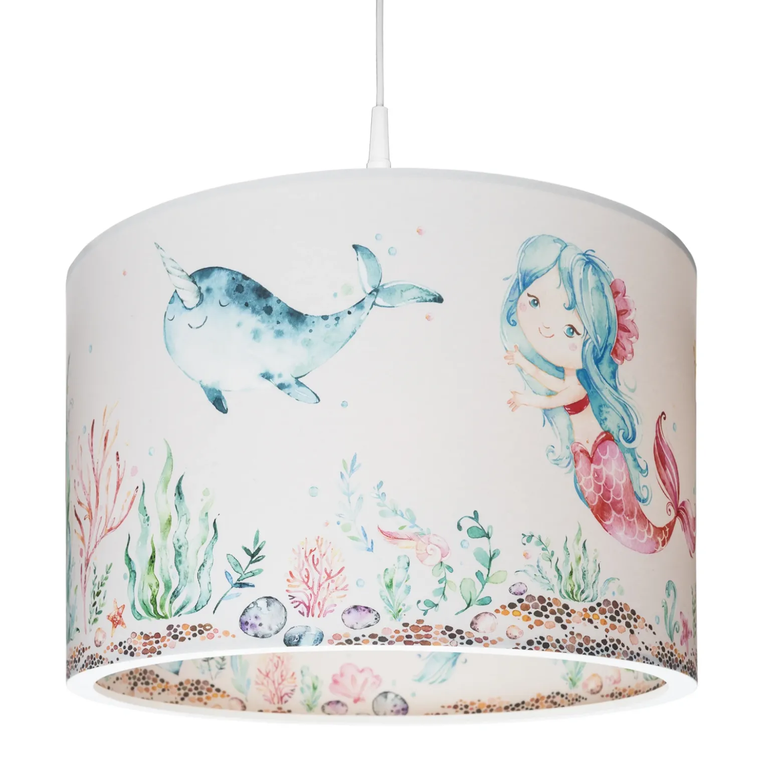 Lámpara colgante 25/40 sirenas, Ø 38 cm, colorida, E27