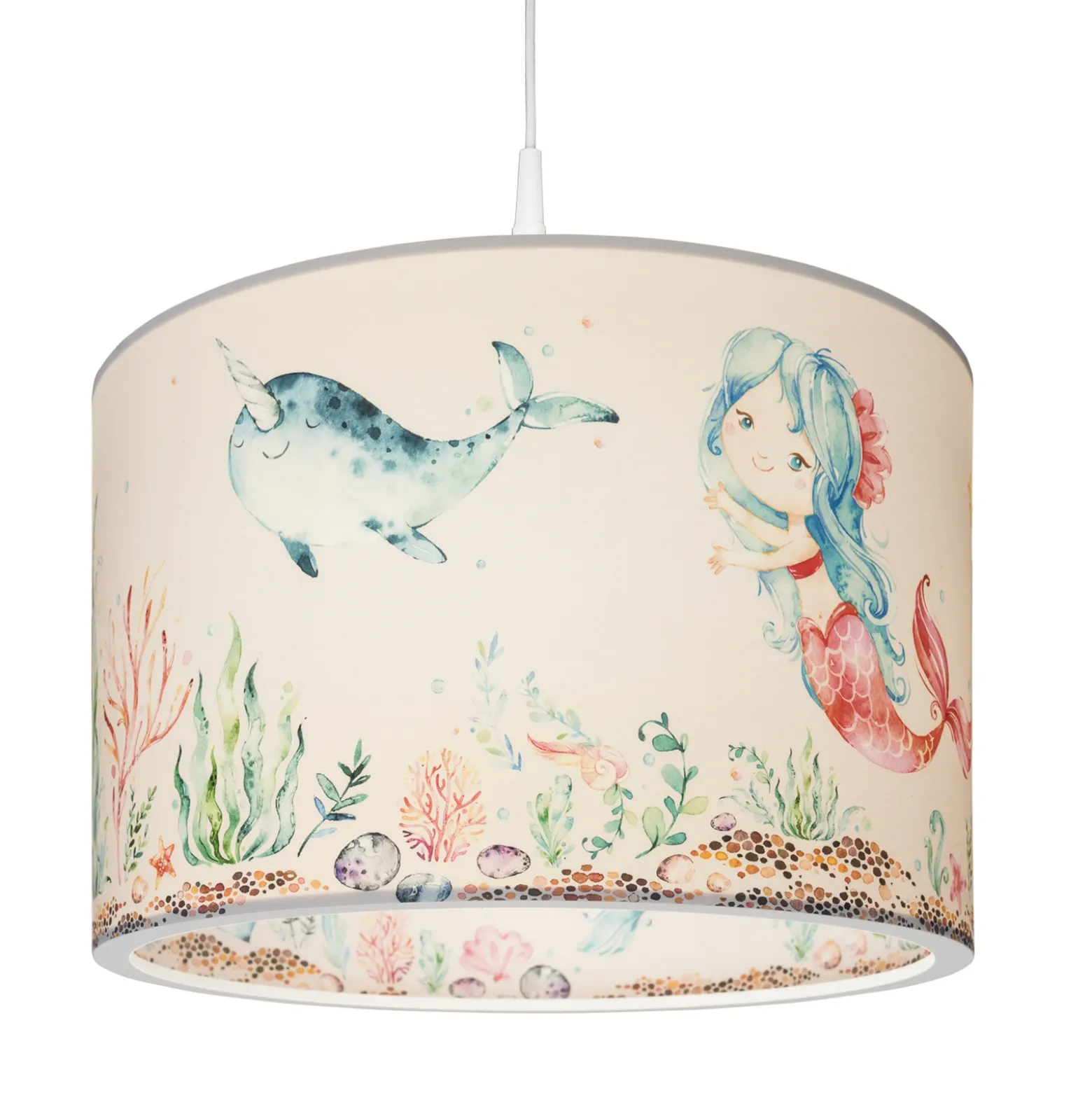Lámpara colgante 25/40 sirenas, Ø 38 cm, colorida, E27