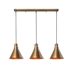 Lámpara colgante Sivani MR-314, oro antiguo, hierro, 3 luces lineales