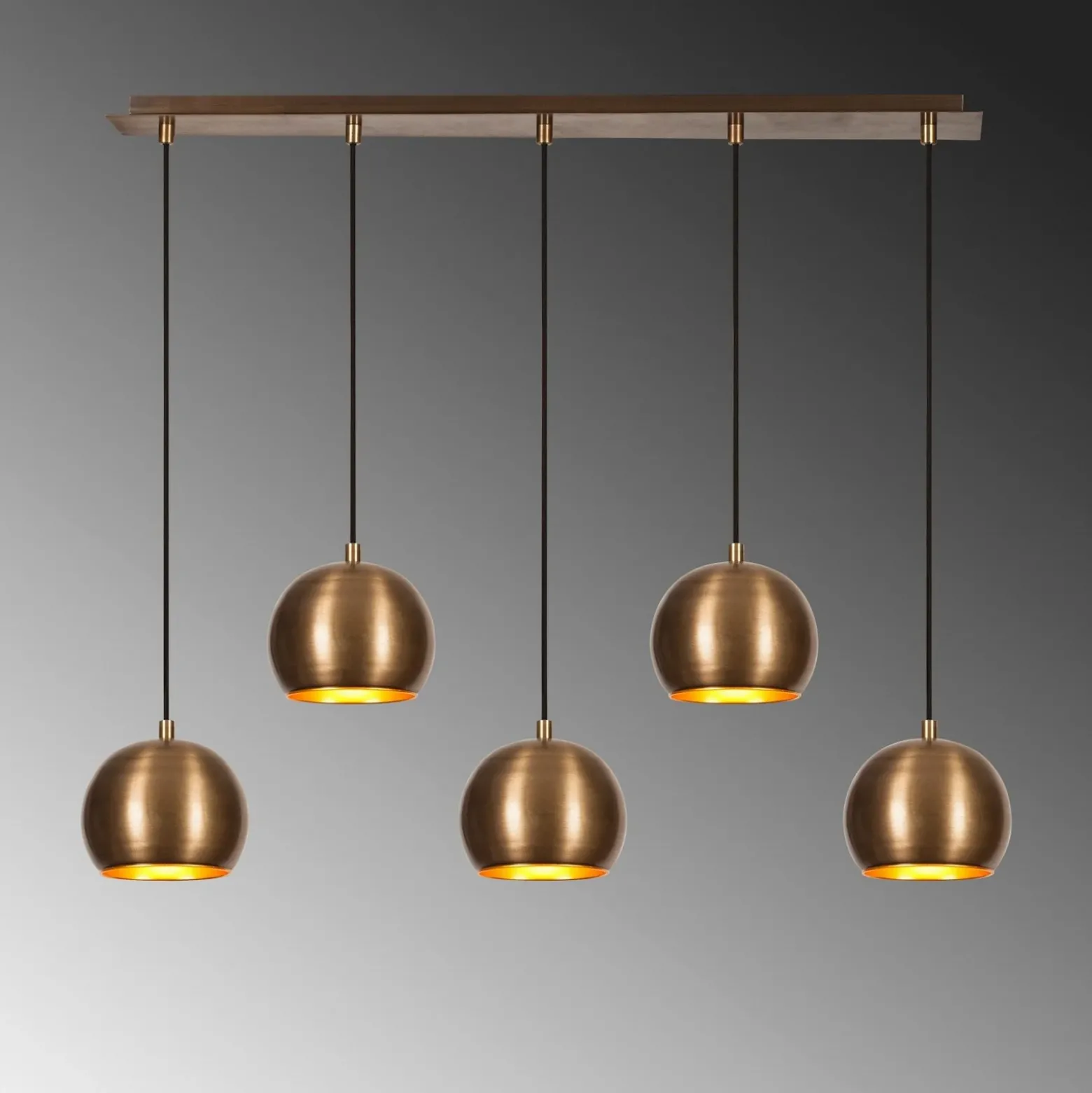 Lámpara colgante Sivani MR-1000, oro antiguo, hierro, 5 luces