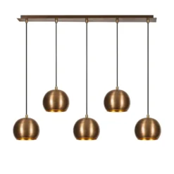 Lámpara colgante Sivani MR-1000, oro antiguo, hierro, 5 luces