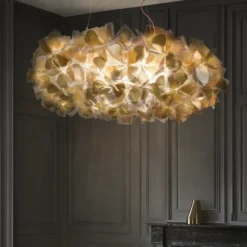 Lámpara colgante Slamp Clizia Mama Non Mama, Ø 78 cm, dorada/transparente