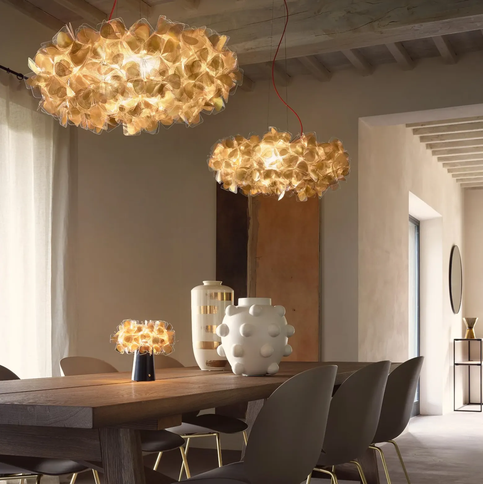 Lámpara colgante Slamp Clizia Mama Non Mama, Ø 78 cm, dorada/transparente