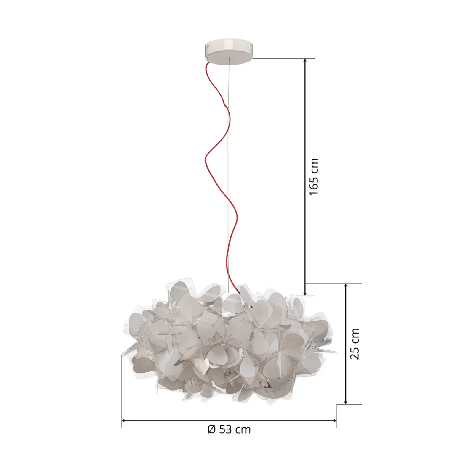Lámpara colgante Slamp Clizia Mama Non Mama, Ø53cm, blanco/rojo