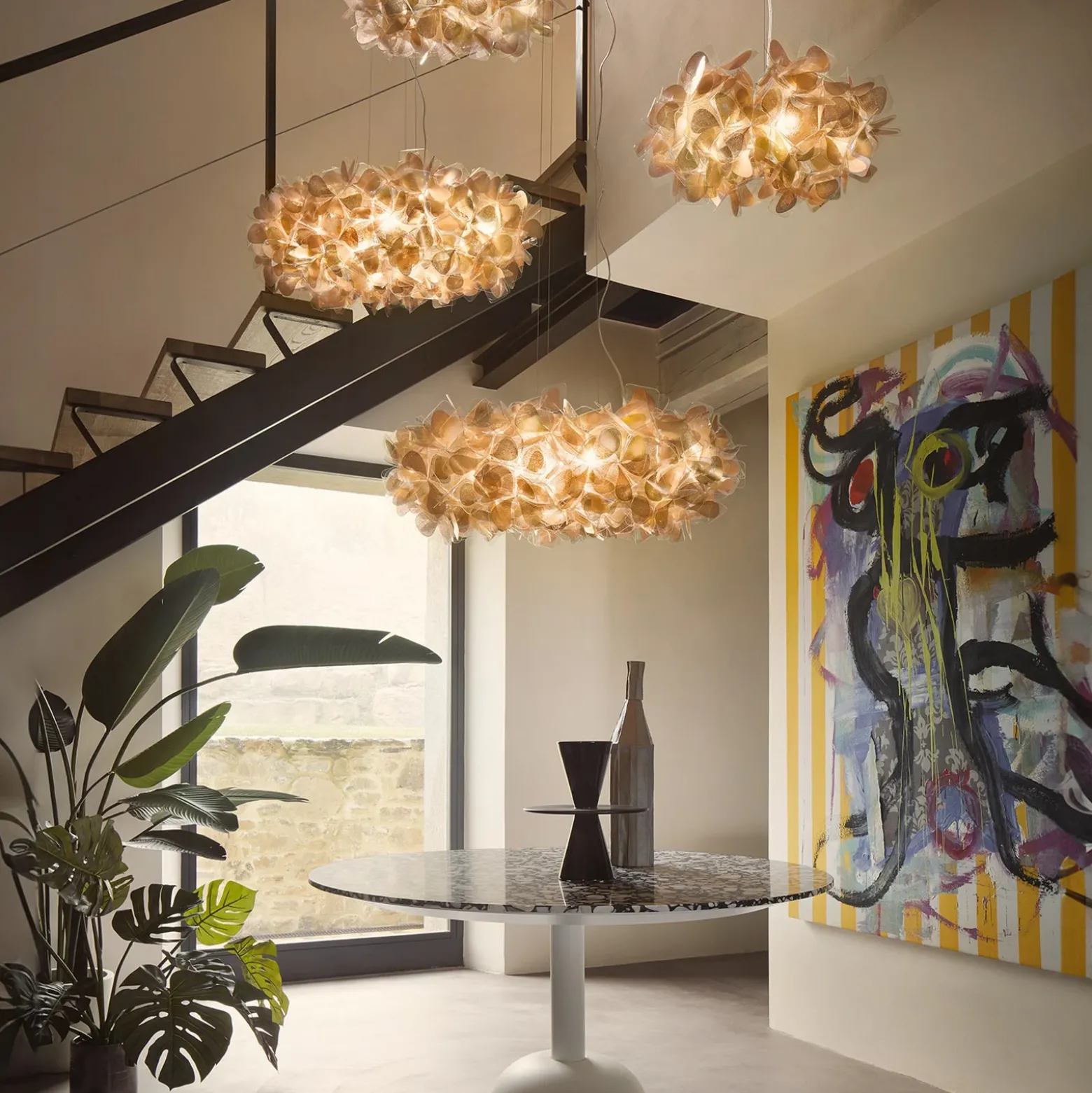 Lámpara colgante Slamp Clizia Mama Non Mama, Ø 78 cm, dorada/transparente