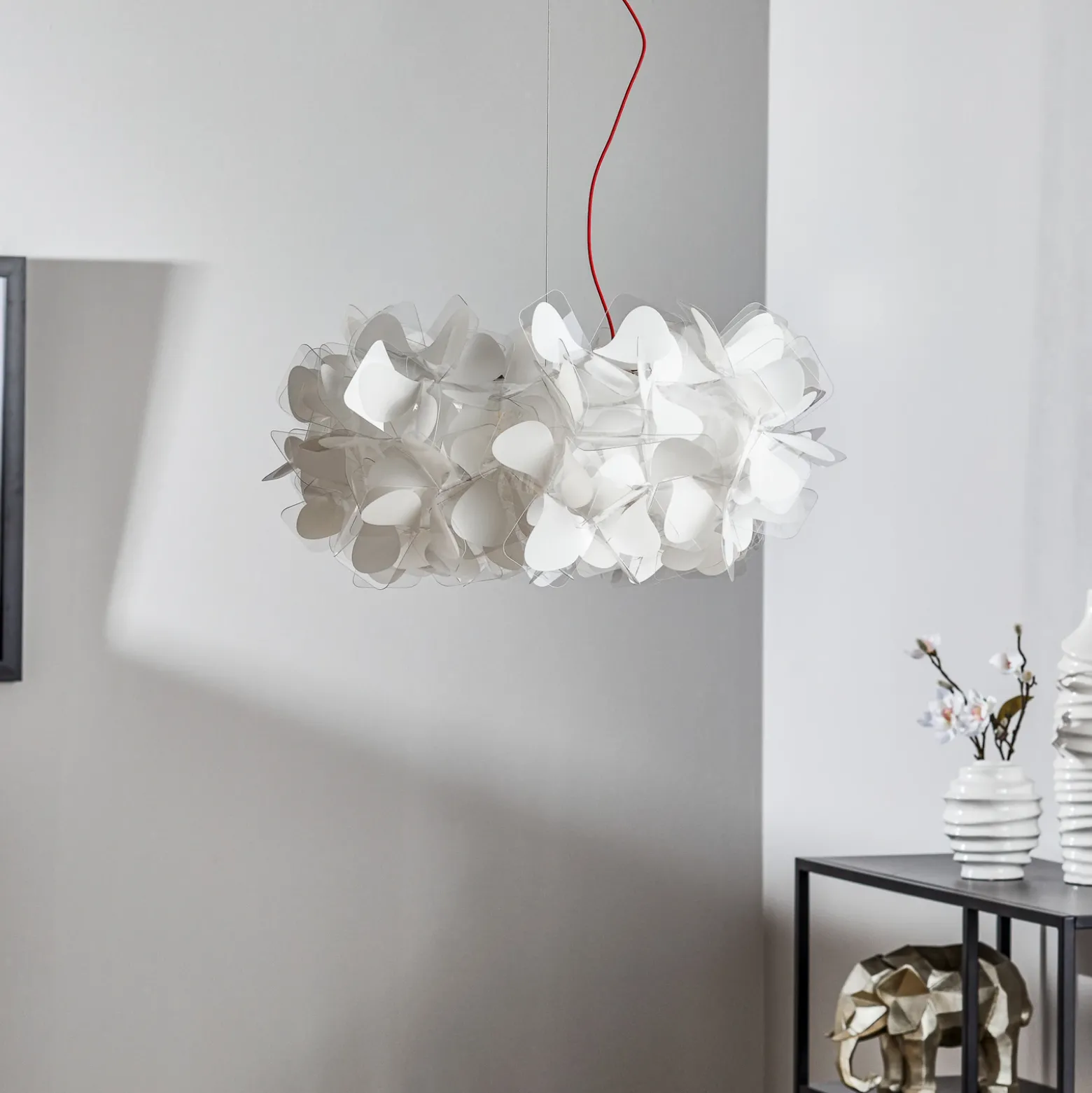 Lámpara colgante Slamp Clizia Mama Non Mama, Ø53cm, blanco/rojo
