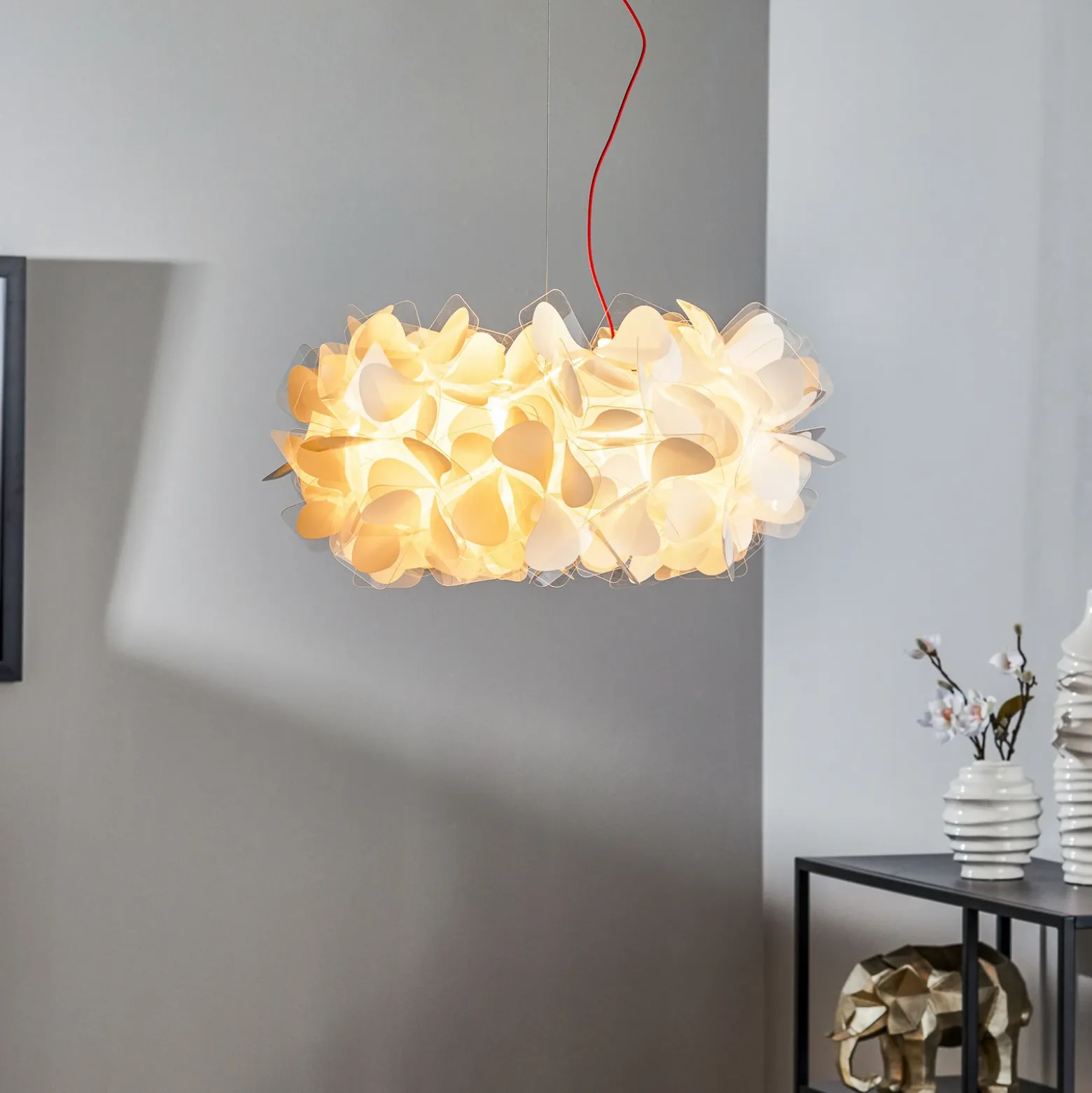 Lámpara colgante Slamp Clizia Mama Non Mama, Ø53cm, blanco/rojo