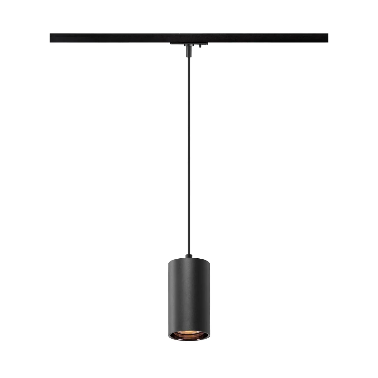 Lámpara colgante SLV Asto Tube GU10 con riel monofásico, color negro