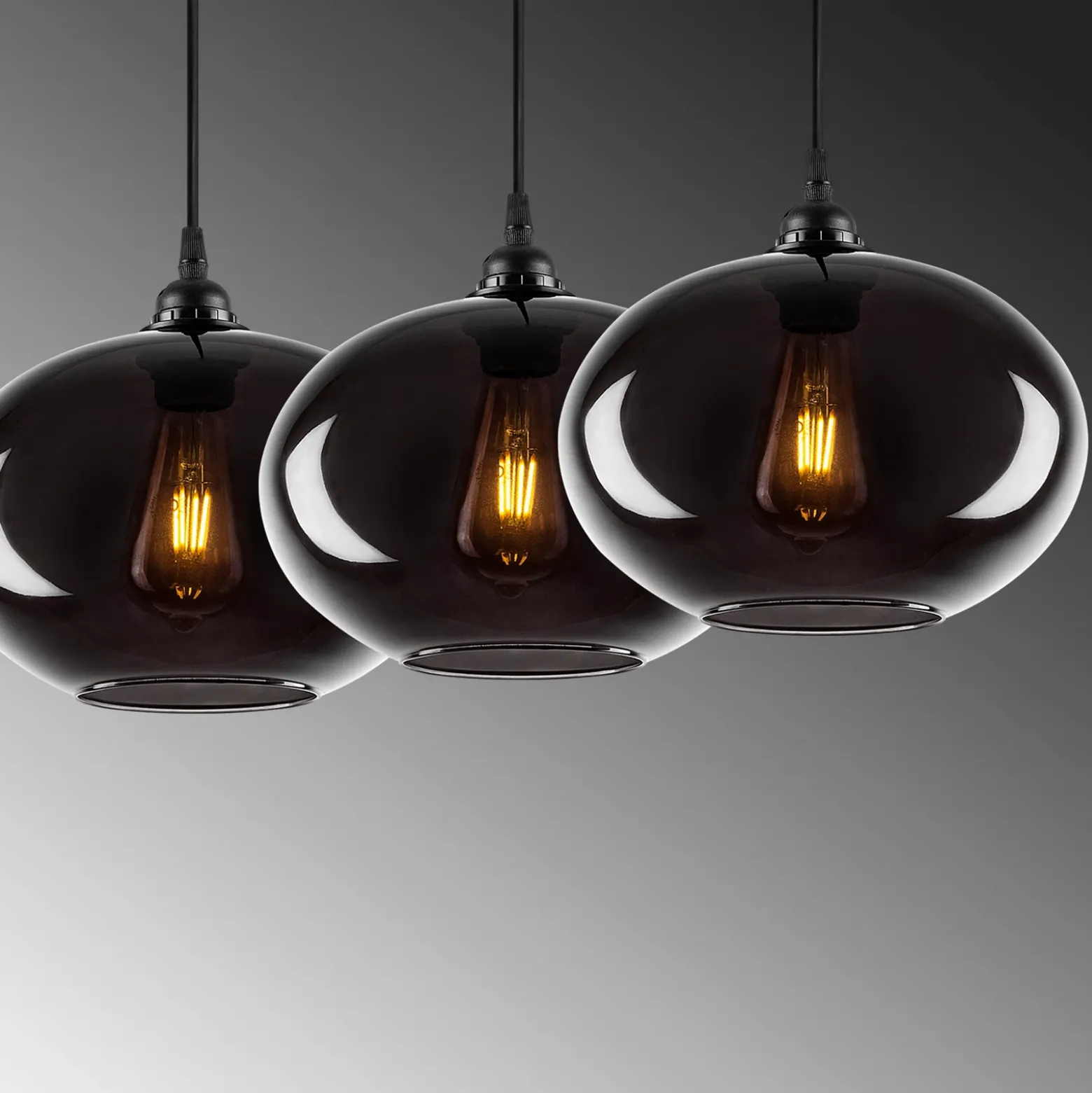Lámpara colgante Smoked 052 3 luces de cristal lineal Ø27cm