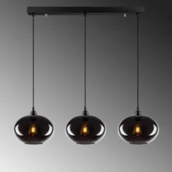 Lámpara colgante Smoked 052 3 luces de cristal lineal Ø27cm