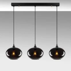 Lámpara colgante Smoked 052 3 luces de cristal lineal Ø27cm