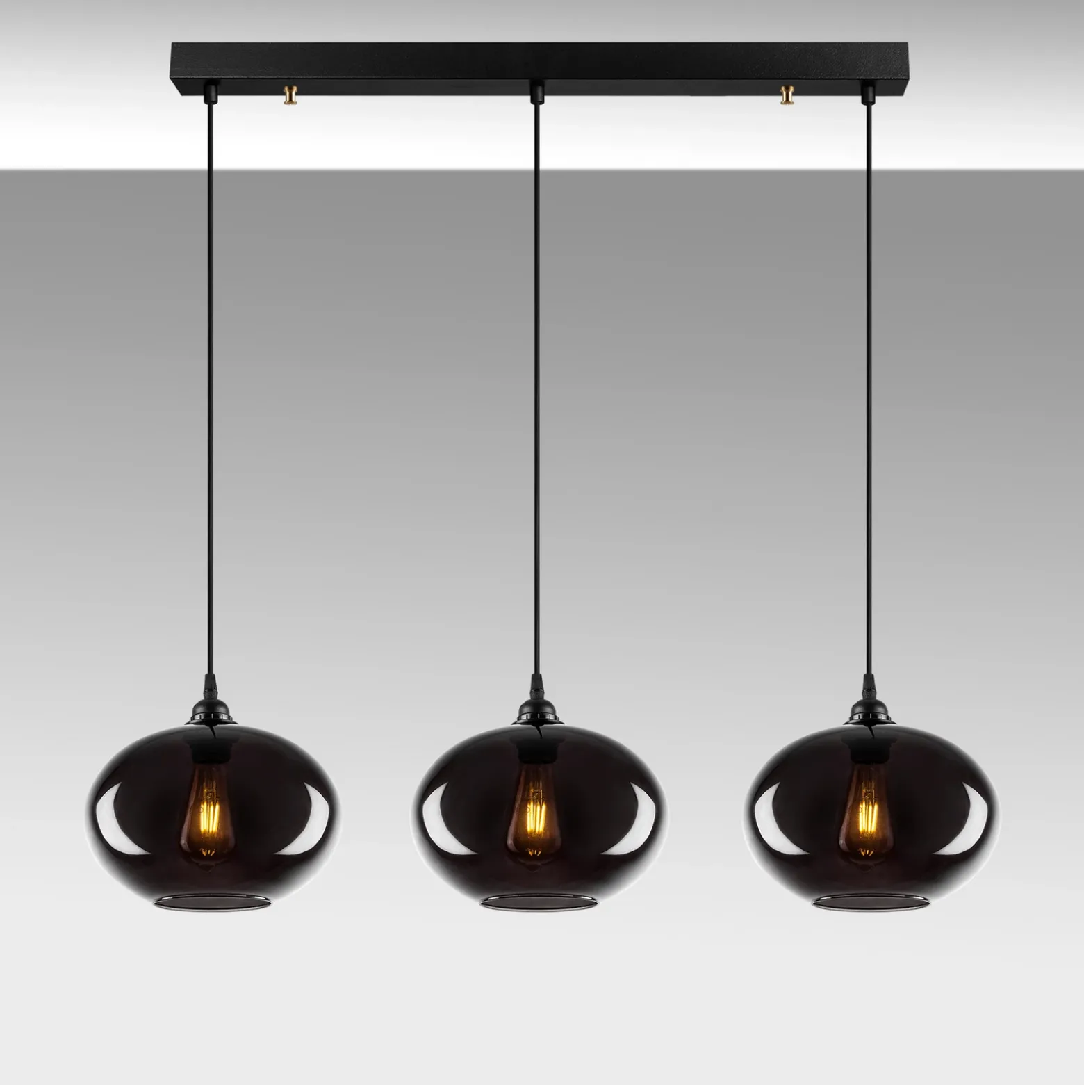 Lámpara colgante Smoked 052 3 luces de cristal lineal Ø27cm