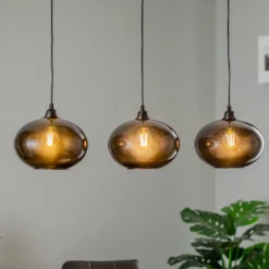 Lámpara colgante Smoked 052 3 luces de cristal lineal Ø27cm