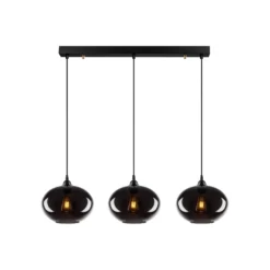 Lámpara colgante Smoked 052 3 luces de cristal lineal Ø27cm