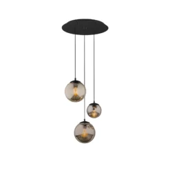 Lámpara colgante Smoky con pantallas de cristal, 3 luces