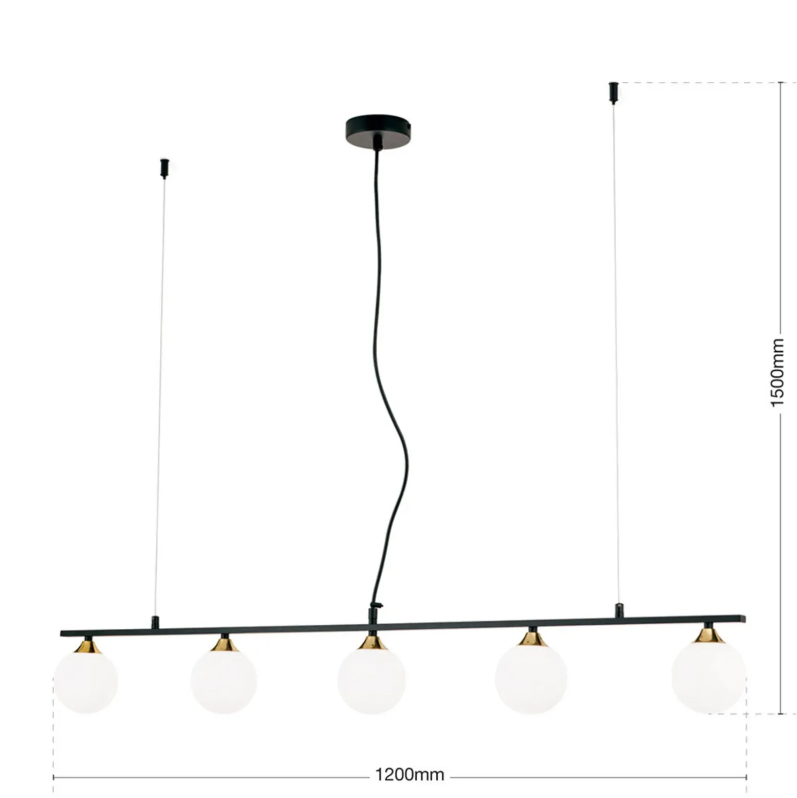 Lámpara colgante Snowwhite 5 luces, negro