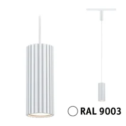 Lámpara colgante sobre riel Paulmann URail Lirena, blanca, Ø 6 cm, casquillo