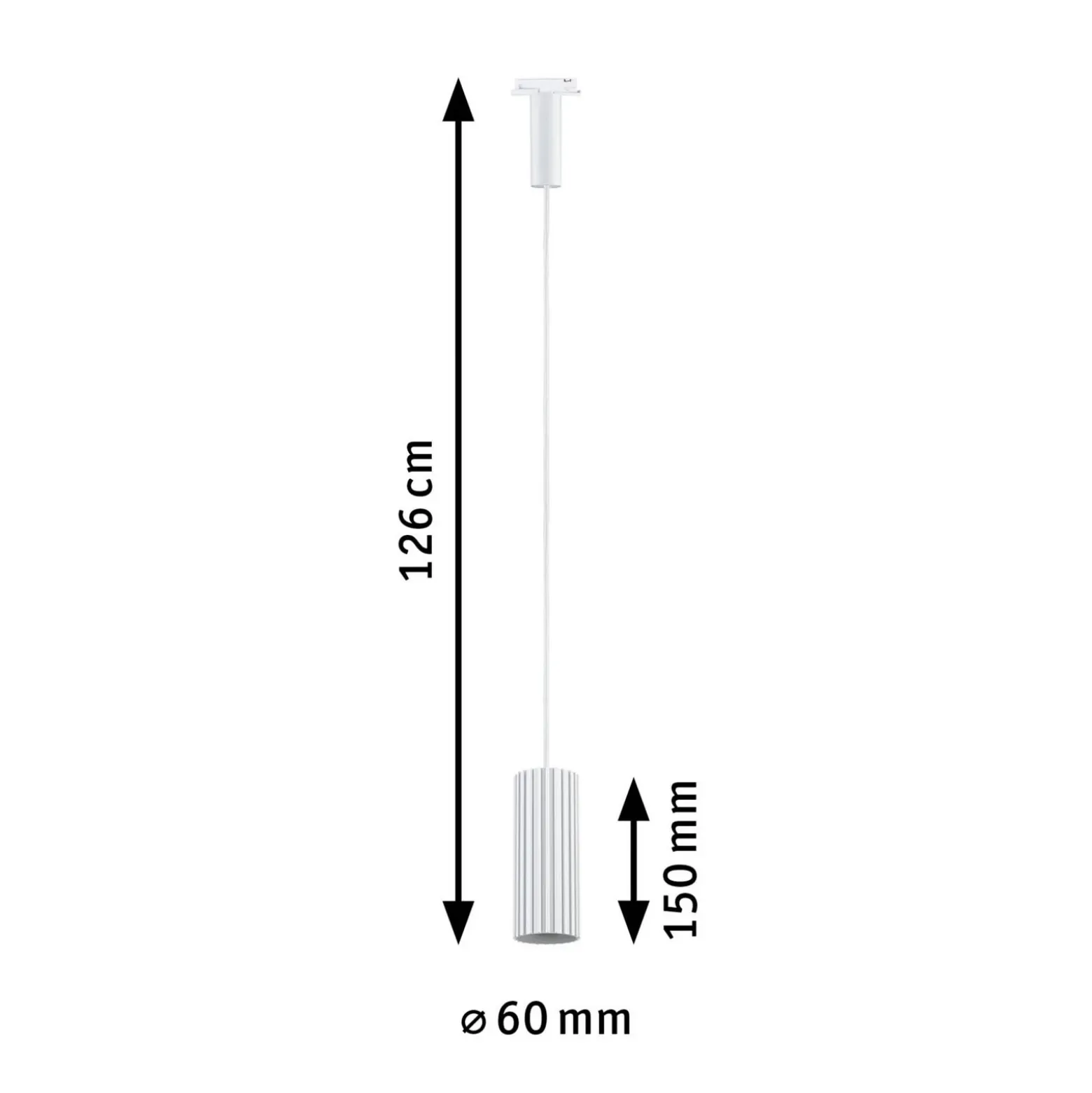 Lámpara colgante sobre riel Paulmann URail Lirena, blanca, Ø 6 cm, casquillo