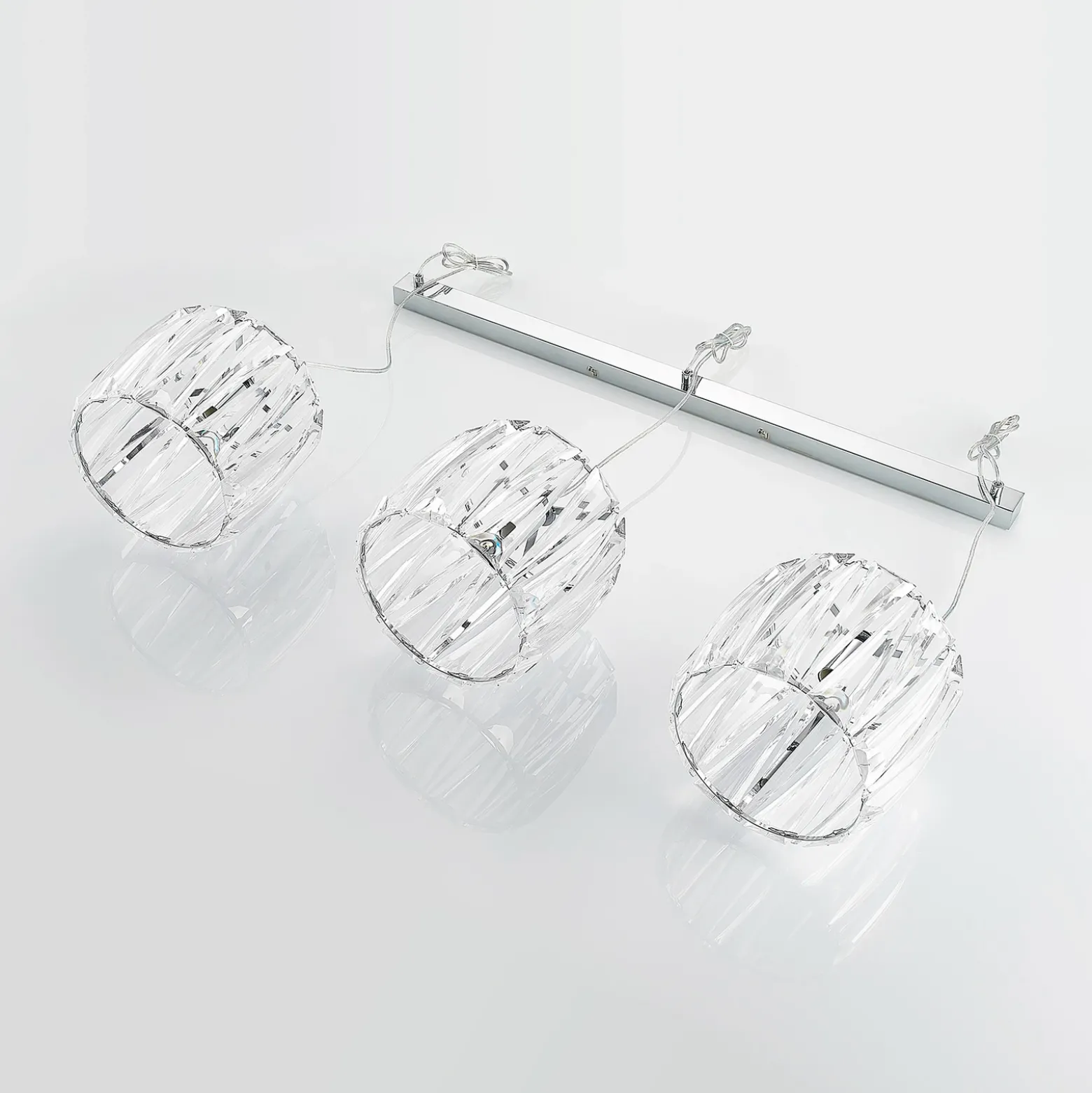 Lámpara colgante Sofia de Lindby, 107 cm, 3 luces, E14, cromo/claro