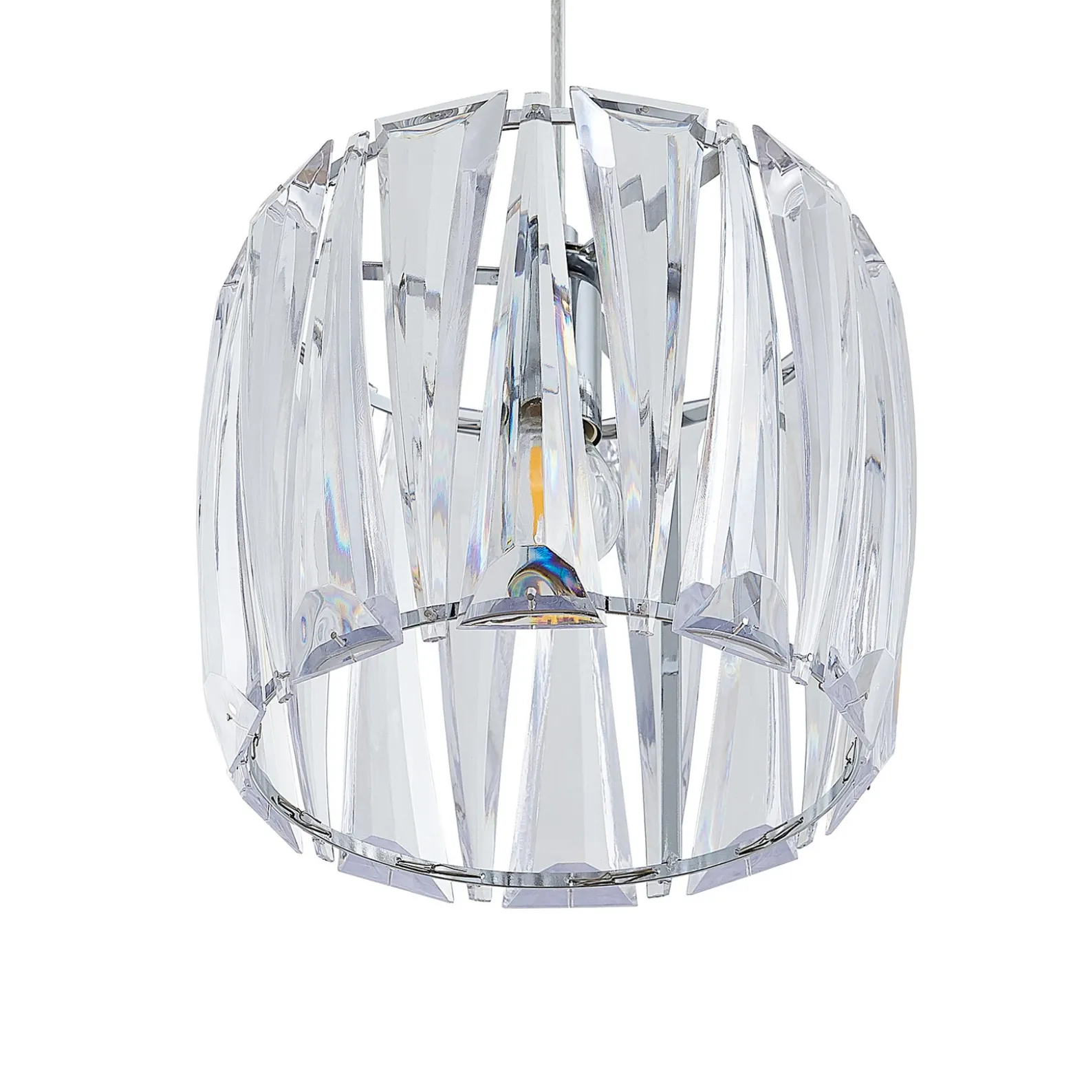 Lámpara colgante Sofia de Lindby, 107 cm, 3 luces, E14, cromo/claro