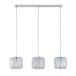 Lámpara colgante Sofia de Lindby, 107 cm, 3 luces, E14, cromo/claro