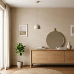 Lámpara colgante Sool, beige, Ø 15 cm, 1 luz, metal, E27