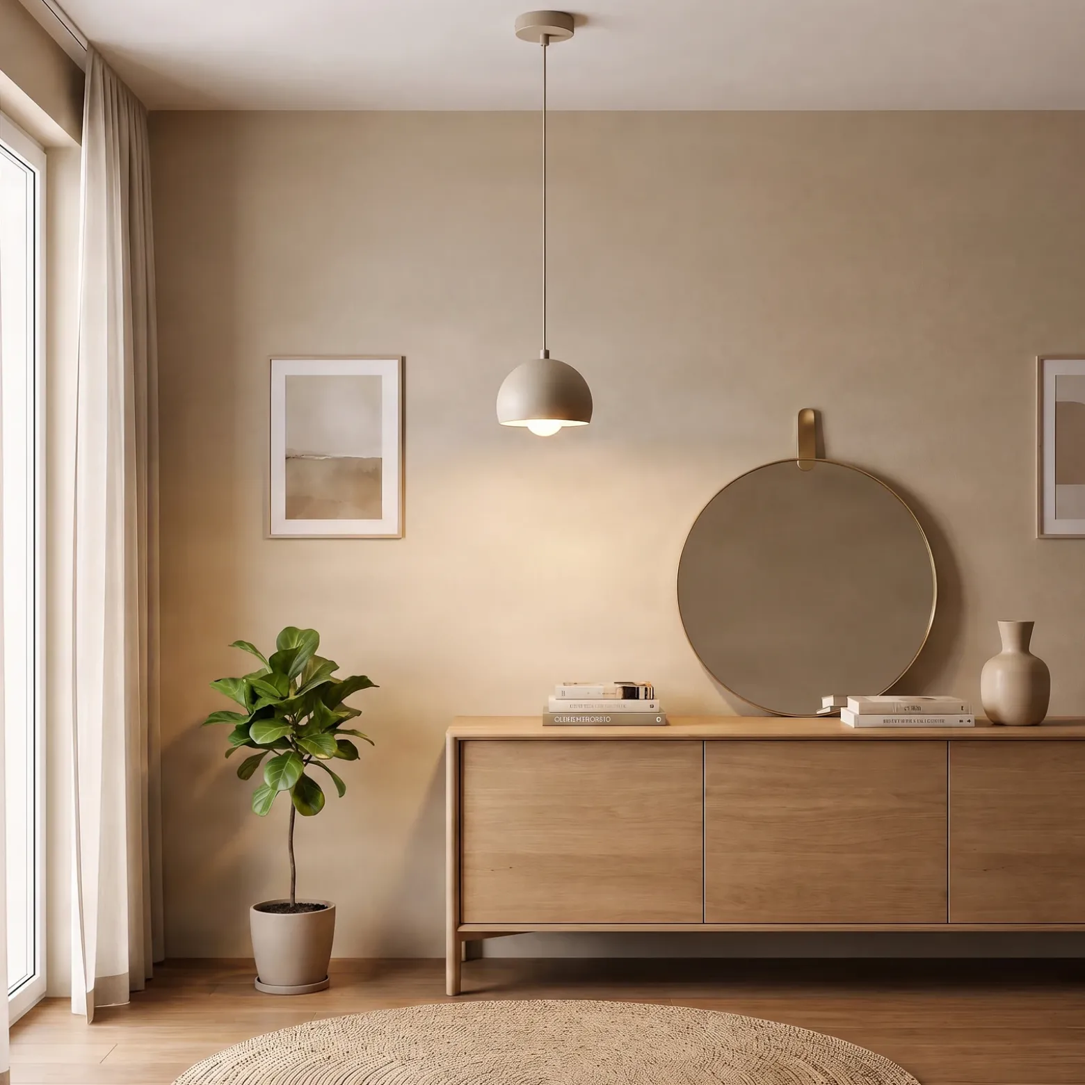 Lámpara colgante Sool, beige, Ø 15 cm, 1 luz, metal, E27