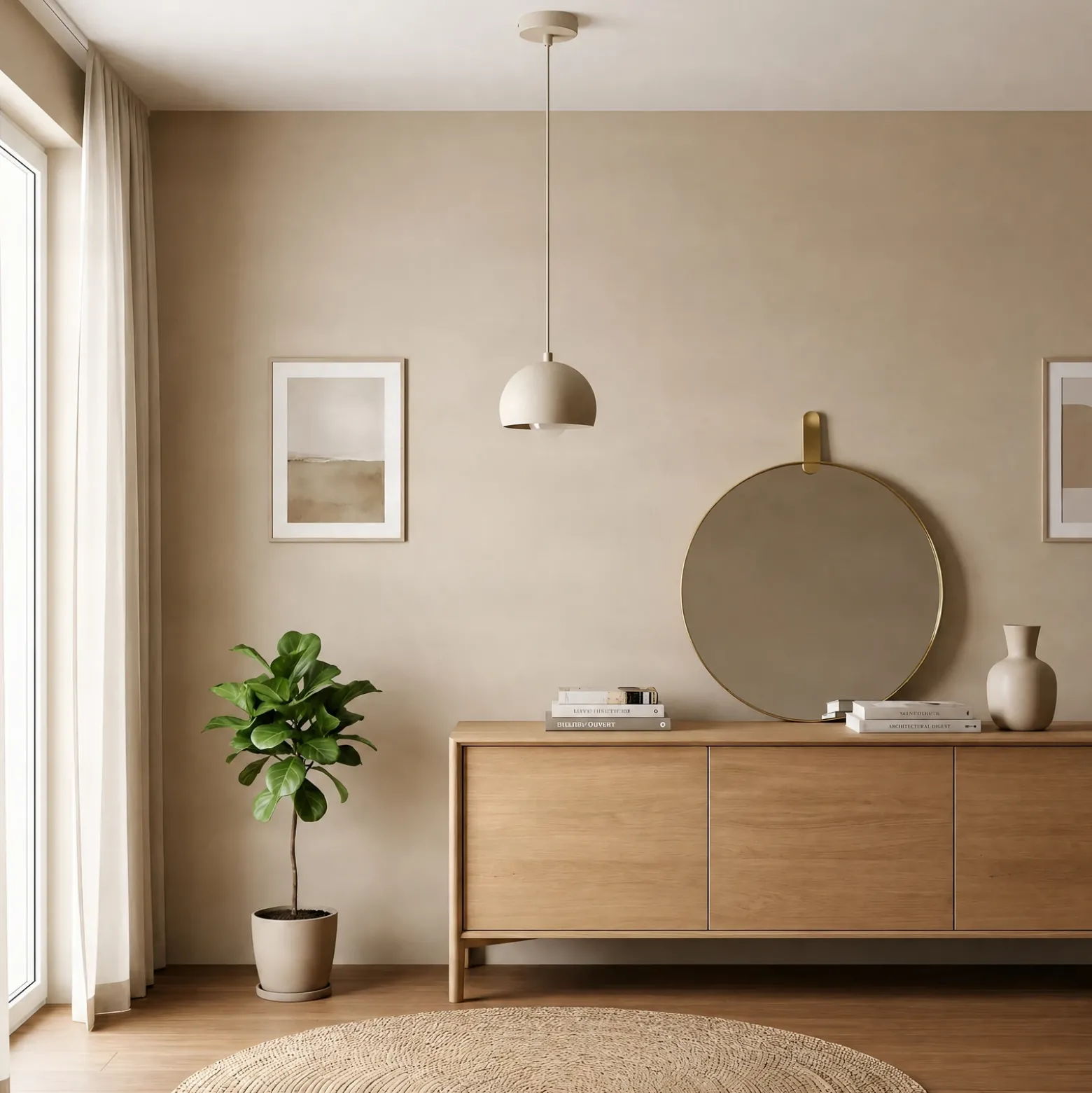 Lámpara colgante Sool, beige, Ø 15 cm, 1 luz, metal, E27
