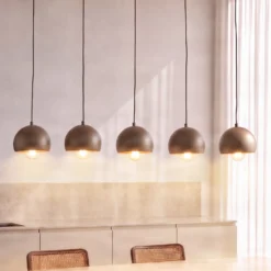 Lámpara colgante Sool, beige, longitud 95 cm, 5 luces, metal, E27