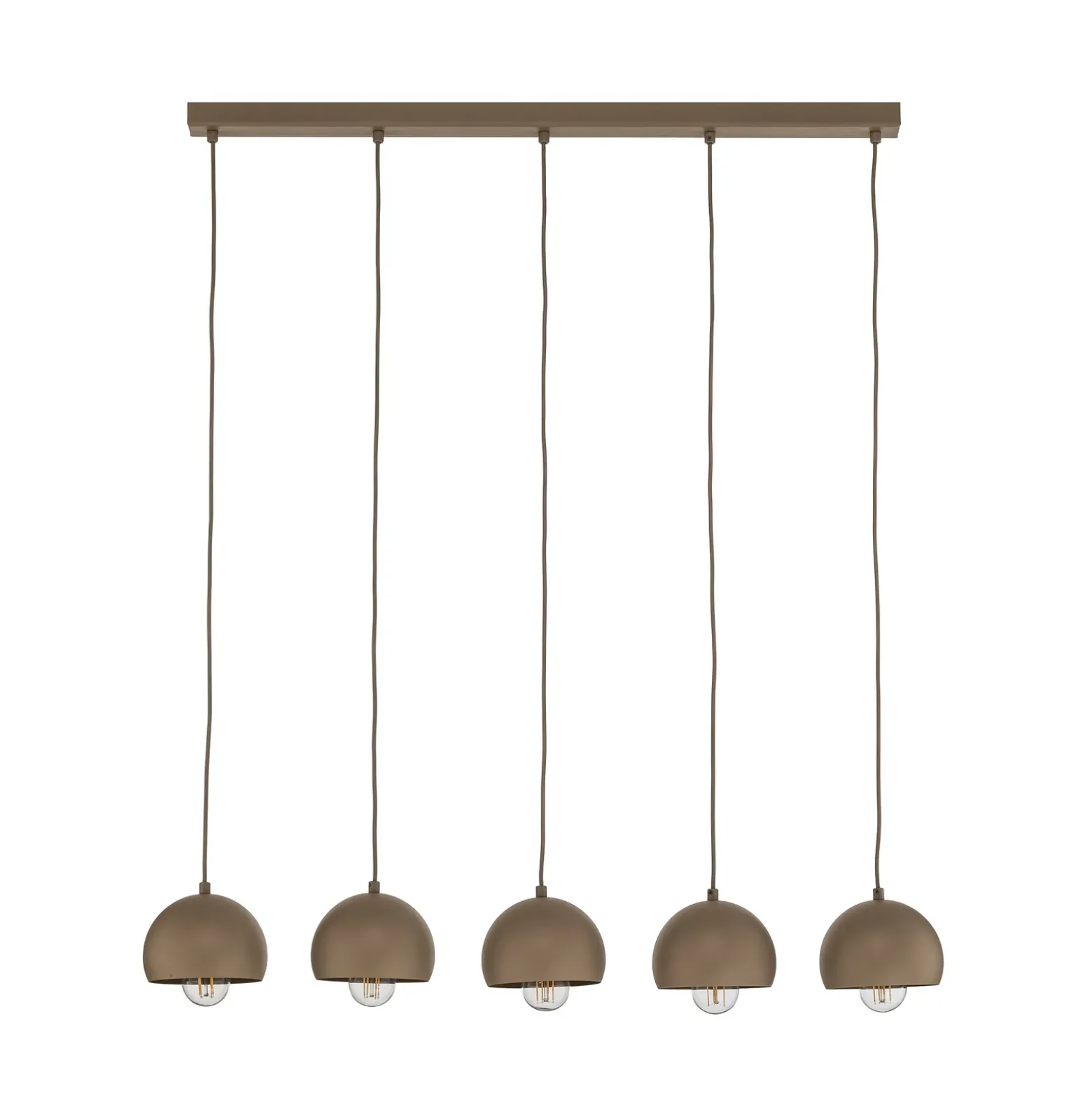 Lámpara colgante Sool, beige, longitud 95 cm, 5 luces, metal, E27