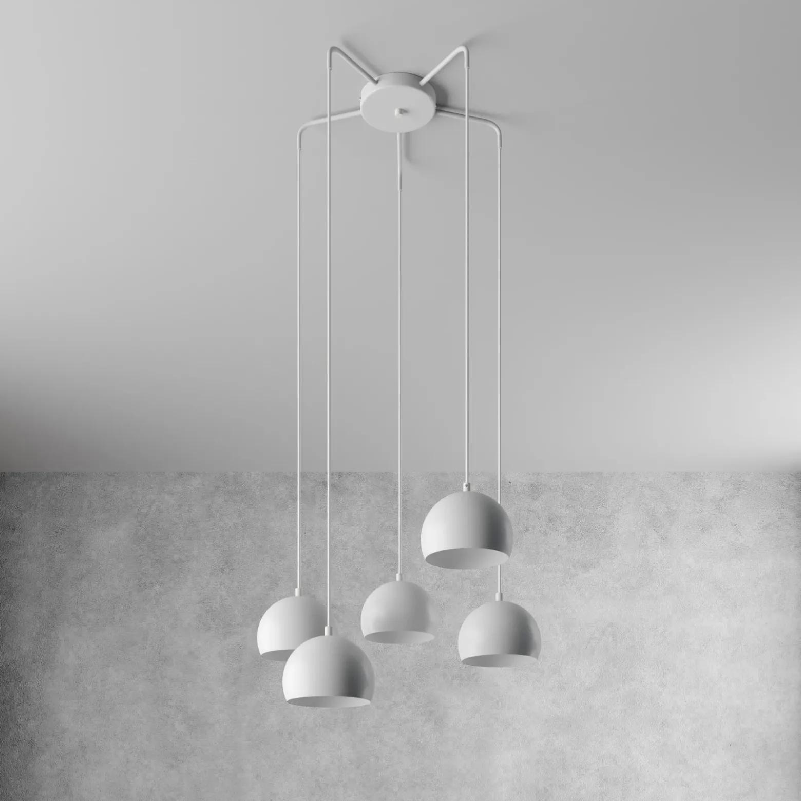 Lámpara colgante Sool, blanca, Ø 53 cm, 5 luces, metal, E27