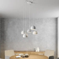 Lámpara colgante Sool, blanca, Ø 53 cm, 5 luces, metal, E27