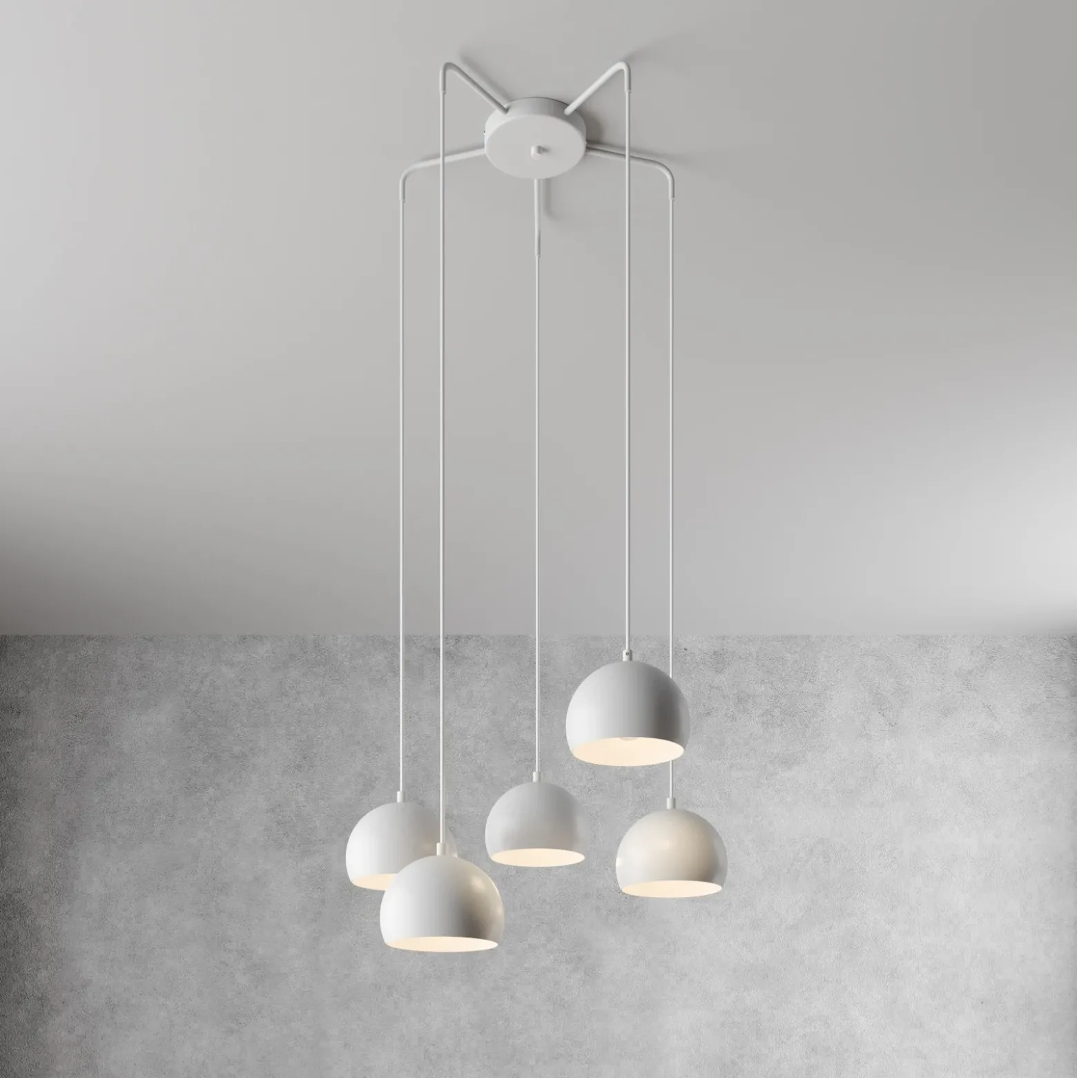 Lámpara colgante Sool, blanca, Ø 53 cm, 5 luces, metal, E27