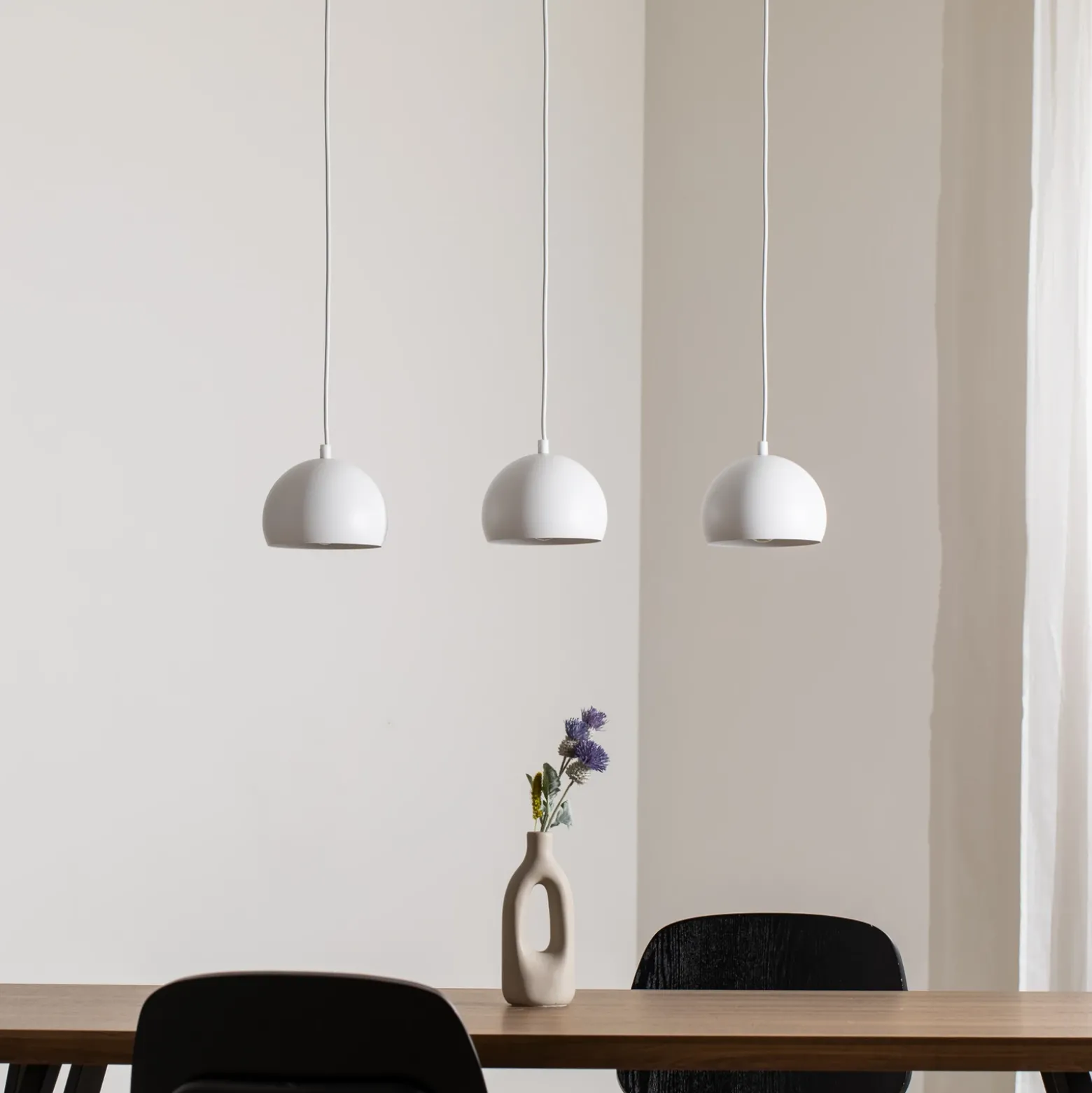 Lámpara colgante Sool, blanca, longitud 65 cm, 3 luces, metal, E27