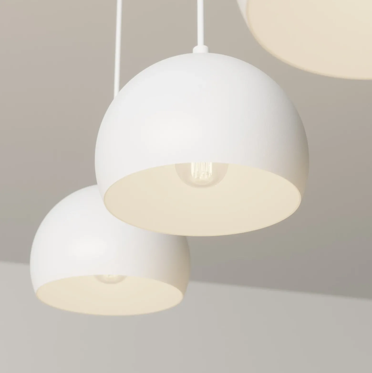 Lámpara colgante Sool, blanca, longitud 65 cm, 3 luces, metal, E27