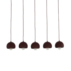 Lámpara colgante Sool, rojo oscuro, longitud 95 cm, 5 luces, metal, E27