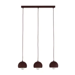 Lámpara colgante Sool, rojo oscuro, longitud 65 cm, 3 luces, metal, E27