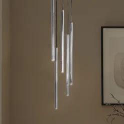 Lámpara colgante Sopel Lux, 5 luces, redonda, negro/plateado, G9